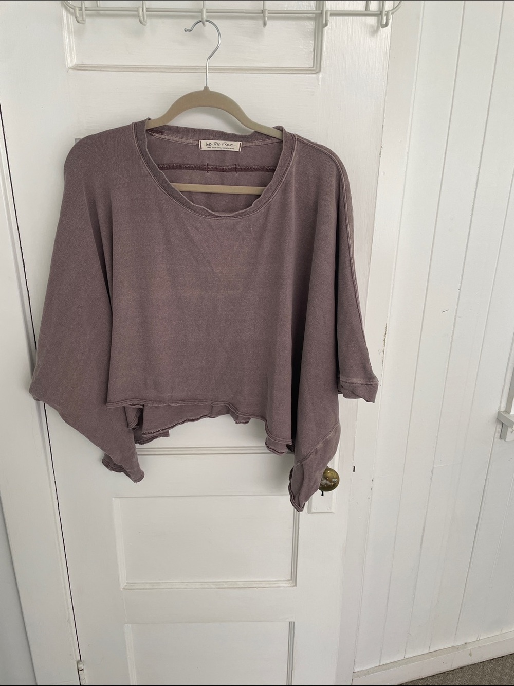 We The Free (Free People) wine colored crop t shirt, dolman sleeves loose/flowy